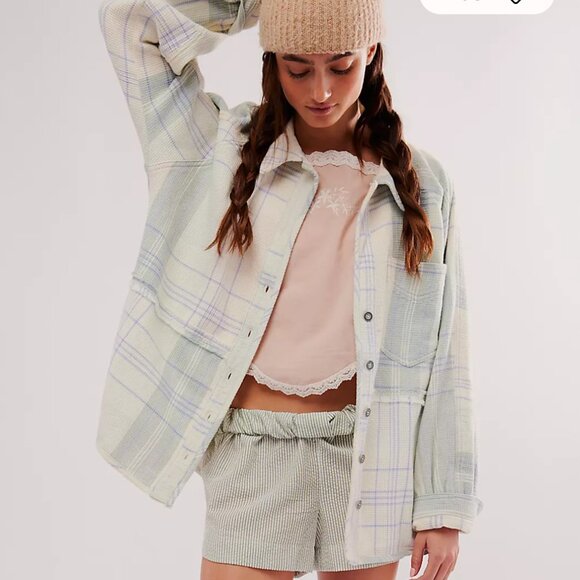 NWT We The Free Cozy In Plaid Button Front Cotton Long Sleeve Top in X-Large - Picture 1 of 16